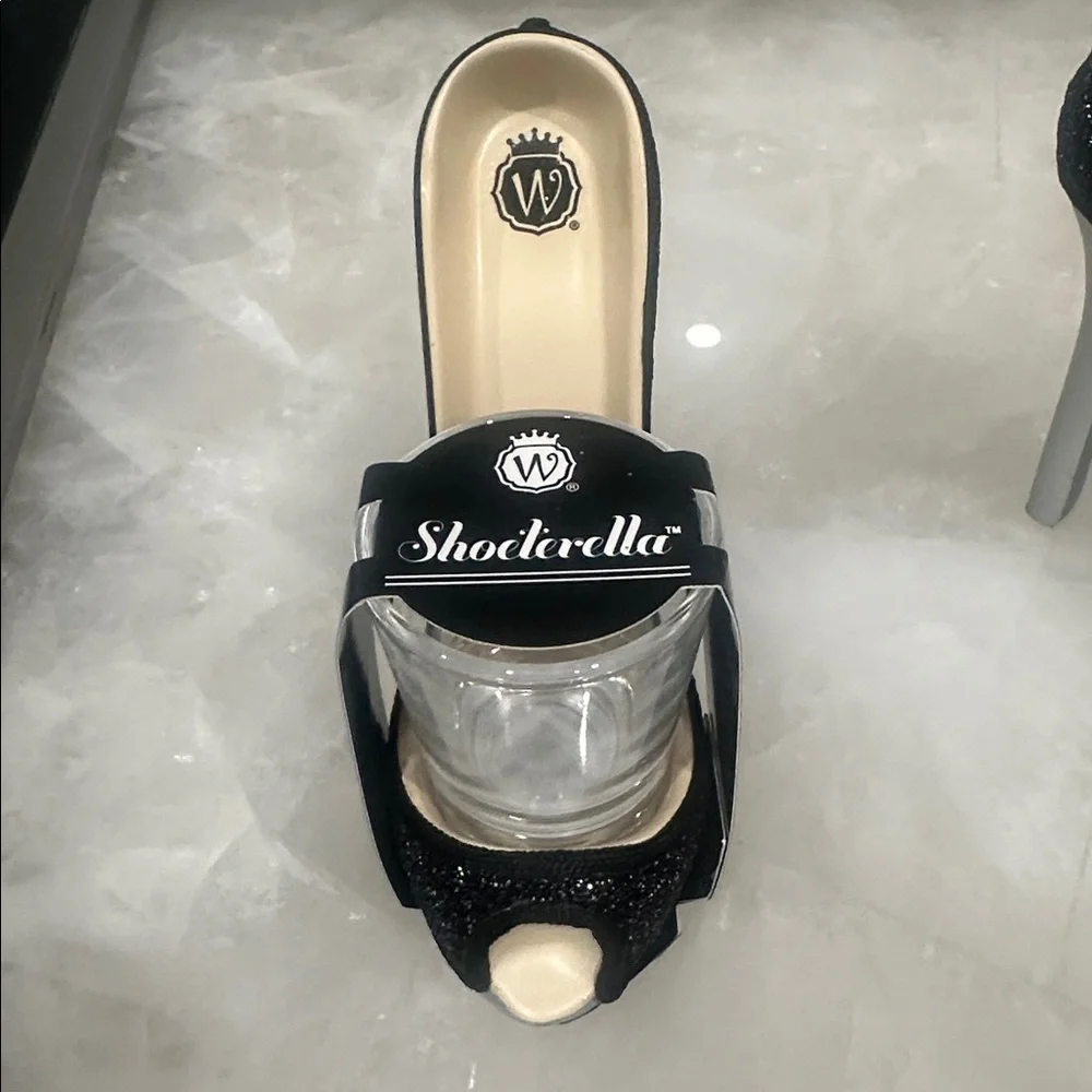Brand New - Shot Glass - Black Glitter Women's Heels